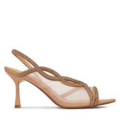 Sandały JENNY. Brązowe sandały Jenny, bez wzorów, bez obcasa, na szpilce, bez zapięcia. Za 149.99 zł.
