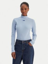 HUGO Golf Easy 50525318 Błękitny Slim Fit. Niebieskie golfy Hugo, xs, bez wzorów, z bawełny, bez ramiączek. Za 229.99 zł.