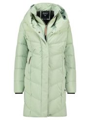 Geographical Norway Płaszcz zimowy "Djamila" w kolorze jasnozielonym rozmiar: S. Zielone płaszcze Geographical Norway, na zimę, s, bez wzorów, z puchu, bez kaptura. Za 338.57 zł.