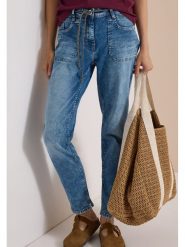 Cecil Dżinsy - Tapered fit - w kolorze niebieskim rozmiar: W30/L28. Niebieskie jeansy Cecil, l, z aplikacjami, z podwyższonym stanem. Za 184.95 zł.