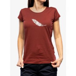 Koszulka z nadrukiem damska Ocun Classic T Organic Feather. Czerwone koszulki sportowe Ocun, bez wzorów, bez ramiączek. Za 135.99 zł.