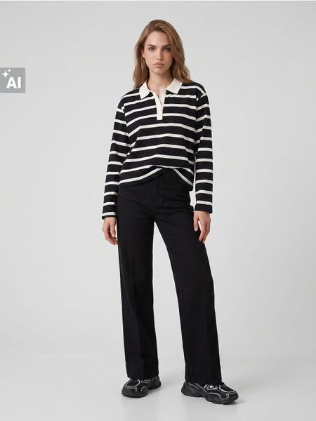 Bawełniane jeansy wide leg - czarny. Czarne jeansy Sinsay, bez wzorów. Za 59.99 zł.