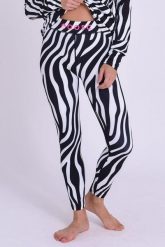 Legginsy termoaktywne – damskie, wzór zebra Hotel California. Białe legginsy sportowe OOSC, s, bez wzorów, z materiału, na fitness i siłownię. Za 269.99 zł.
