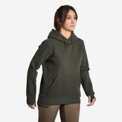 Bluza damska z kapturem. Zielone bluzy SOLOGNAC, na jesień, m, bez wzorów, z materiału, z kapturem. Za 169.99 zł.