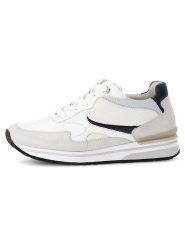 Gabor Skórzane sneakersy w kolorze biało-beżowym rozmiar: 37,5. Białe trampki Gabor, bez wzorów, z materiału, bez zapięcia. Za 317.45 zł.