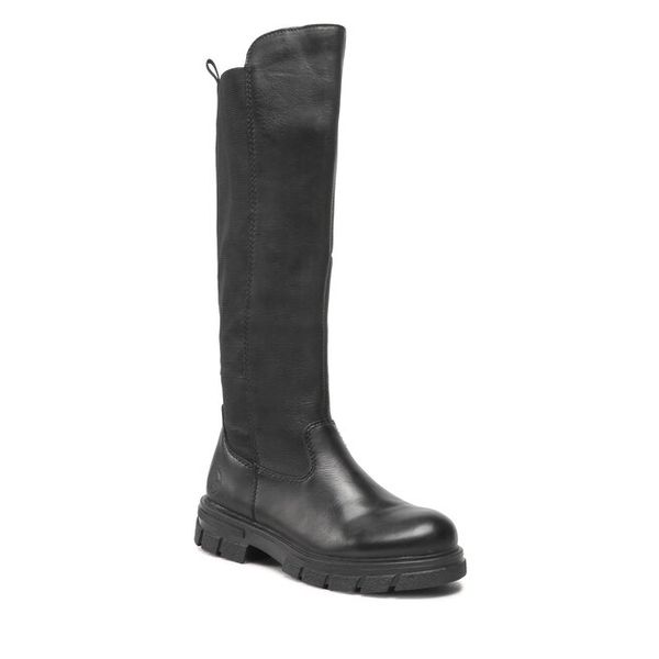Kozaki Rieker. Czarne kozaki Rieker, bez obcasa, na płaskiej podeszwie, bez zapięcia. Za 239.99 zł.