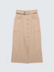 Spódnica damska midi z dodatkiem lnu z ozdobnymi guzikami beżowa Anesa 805. Brązowe spódnice Big Star, na co dzień, l, z aplikacjami, z tkaniny, eleganckie, midi, proste. Za 199.99 zł.