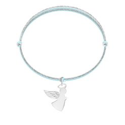 Bransoletka z aniołkiem na podwójnym sznurku. Niebieskie bransoletki Lilou, srebrne. Za 188.00 zł.
