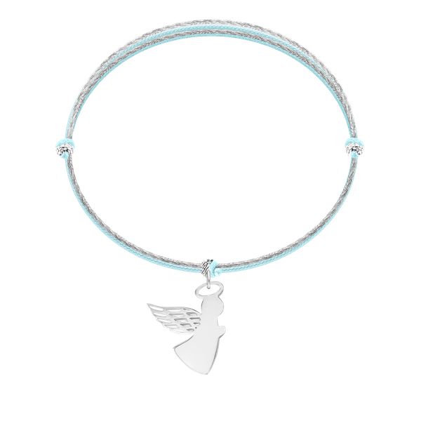 Bransoletka z aniołkiem na podwójnym sznurku. Niebieskie bransoletki Lilou, srebrne. Za 188.00 zł.
