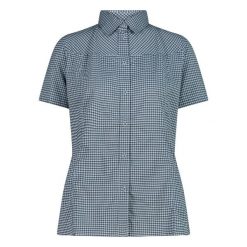 Koszula w kratę zapinana damska CMP. Niebieskie koszule CMP, l, bez wzorów, eleganckie, bez kołnierzyka, bez ramiączek. Za 226.50 zł.