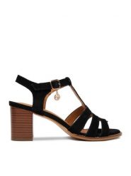 Lasocki Sandały CEO-25F531-4 Czarny. Czarne sandały Lasocki, bez wzorów, ze skóry, bez obcasa, na słupku, bez zapięcia. Za 229.99 zł.