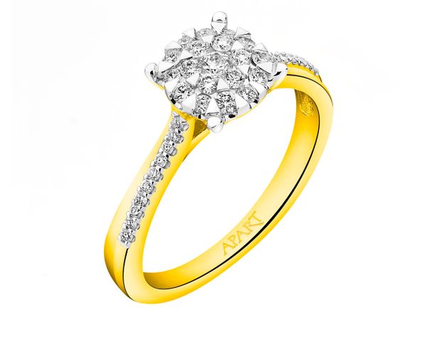 Pierścionek z żółtego złota z brylantami - 0,30 ct - próba 585. Żółte pierścionki Apart, z brylantem, złote. W wyprzedaży za 3,913.00 zł.