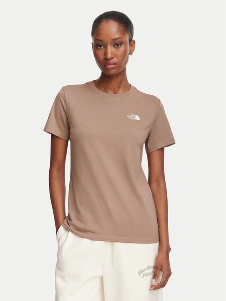 The North Face T-Shirt Evolution Simple Dome Slm NF0A8FX7 Brązowy jasny Regular Fit. Brązowe t-shirty The North Face, m, bez wzorów, z bawełny, bez kołnierzyka, bez ramiączek. Za 119.99 zł.