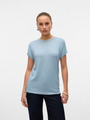 Vero Moda Koszulka w kolorze błękitnym rozmiar: L. Niebieskie bluzki Vero Moda, l, bez wzorów, bez kołnierzyka, bez ramiączek. Za 39.95 zł.