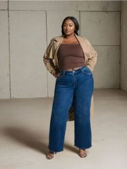 Jeansy wide leg Plus Size - granatowy. Niebieskie jeansy Sinsay, plus size, bez wzorów. Za 79.99 zł.