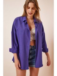 Happiness Istanbul Koszula w kolorze fioletowym rozmiar: 36. Różowe koszule Happiness Istanbul, bez wzorów, bez kołnierzyka, bez ramiączek. Za 63.95 zł.
