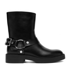 Botki JENNY. Czarne botki Jenny, bez wzorów, bez obcasa, na płaskiej podeszwie, bez zapięcia. Za 179.99 zł.