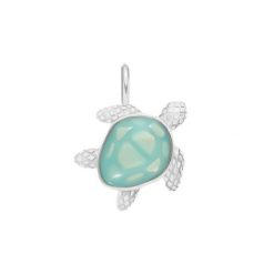 Zawieszka Żółw 1,5 cm, turkusowa emalia, posrebrzana. Niebieskie bransoletki Lilou, z kryształem, posrebrzane. Za 169.00 zł.