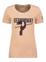 Geographical Norway Koszulka "Jeverything" w kolorze jasnoróżowym rozmiar: XXL. Różowe bluzki Geographical Norway, xxl, bez wzorów, z bawełny, bez kołnierzyka, bez ramiączek. Za 48.39 zł.