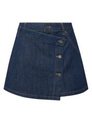 Guess Jeans Spódnica jeansowa W5BD96 D002A Granatowy Regular Fit. Niebieskie spódnice Guess Jeans, z aplikacjami, z bawełny. Za 349.99 zł.