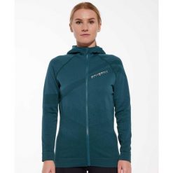 Bluza damska wełniana z kapturem Brubeck THERMO WOOL by Pustelnik. Zielone bluzy Brubeck, bez wzorów, z wełny, z kapturem. Za 439.00 zł.