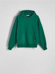 Bluza z kapturem - zielony. Zielone bluzy Reserved, l, bez wzorów, z bawełny, z kapturem. W wyprzedaży za 59.99 zł.
