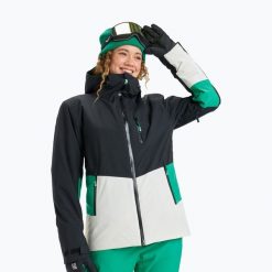 Kurtka snowboardowa damska ROXY Stormdash. Czarne kurtki narciarskie Roxy, l, bez wzorów, z materiału, bez kaptura, snowboardowy. Za 869.99 zł.