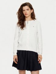 Tommy Hilfiger Kardigan WW0WW42370 Biały Regular Fit. Białe kardigany TOMMY HILFIGER, s, bez wzorów, z bawełny. Za 299.99 zł.
