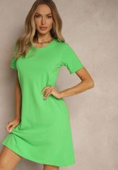 Zielona Sukienka z Bawełny o T-shirtowym Fasonie Niliora. Zielone sukienki Renee, na co dzień, s, bez wzorów, z bawełny, eleganckie, bez kołnierzyka, bez ramiączek, mini, sportowe. Za 34.99 zł.