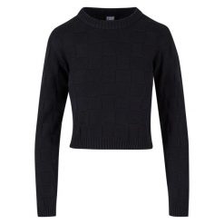 Bluza Damska W Kratkę Dzianinowa. Czarne bluzy Urban Classics, xs, bez wzorów, z dzianiny, bez kaptura. Za 147.99 zł.