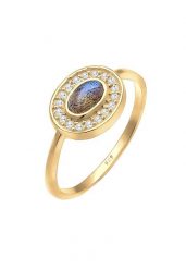 Elli Damski Vintage Precious z cyrkoniami, kryształami i labradorytem w pozłacanym srebrze 925 Sterling Silver Pierścionki 1 ct. Szare pierścionki Elli, z cyrkonią, pozłacane. Za 203.99 zł.
