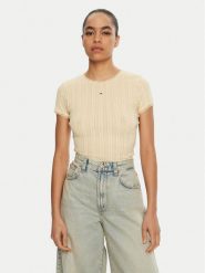 Tommy Jeans T-Shirt DW0DW19493 Żółty Slim Fit. Żółte t-shirty Tommy Jeans, s, bez wzorów, z bawełny, bez kołnierzyka, bez ramiączek. Za 149.99 zł.