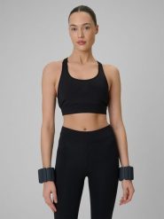 4F Biustonosz treningowy z niskim wsparciem damski - czarny XS. Czarne bielizna sportowa 4f, xs, bez wzorów, z gumy. Za 99.99 zł.