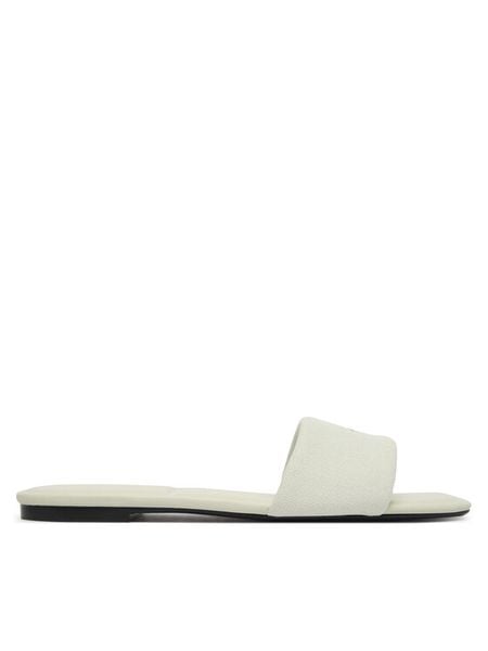Calvin Klein Klapki Square Flat Sndl Canvas Hw HW0HW03129 Biały. Białe klapki Calvin Klein, bez wzorów, z materiału, bez obcasa. Za 213.99 zł.