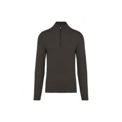 Sweter 1/4 zip Kariban. Szare swetry KARIBAN, na zimę, bez wzorów, bez ramiączek. Za 211.50 zł.