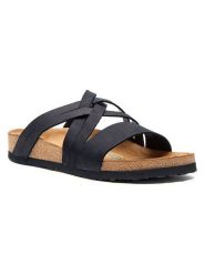 Comfortfusse Skórzane klapki w kolorze czarnym rozmiar: 37. Czarne klapki Comfortfüße, bez wzorów, z materiału, z otwartym noskiem, bez obcasa. Za 252.99 zł.