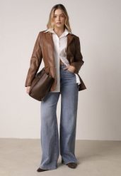 Niebieskie Jeansy z Bawełną o Szerokim Kroju Typu Palazzo Zinnarella. Niebieskie jeansy Born2be, l, bez wzorów, z podwyższonym stanem. Za 129.99 zł.