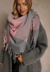 Różowo-Szary Szalik Saltorin. Czerwone szaliki Renee, bez wzorów, z bawełny. Za 49.99 zł.