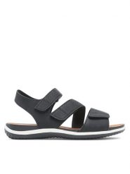 Geox Sandały D Sandal Vega D35R6A000EKC9999 Czarny. Czarne sandały Geox, bez wzorów, ze skóry, bez obcasa, na płaskiej podeszwie, bez zapięcia. Za 289.99 zł.