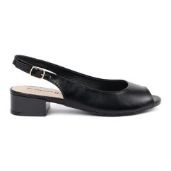 Goodin Czarne eleganckie sandały na niskim obcasie. Czarne sandały z aplikacjami, ze skóry ekologicznej, eleganckie, z otwartym noskiem, bez obcasa, na słupku, bez zapięcia. Za 166.74 zł.