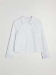 Bawełniana koszula regular fit z koronkowymi detalami - biały. Białe koszule Sinsay, l, bez wzorów, z bawełny, bez kołnierzyka, bez ramiączek. Za 59.99 zł.