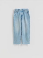 Jeansy straight leg - niebieski. Niebieskie jeansy Reserved, bez wzorów. Za 129.99 zł.