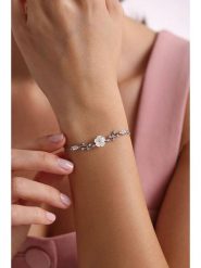 Lodie Silver Srebrna bransoletka z elementem ozdobnym - dł. 17 cm rozmiar: onesize. Szare bransoletki Lodie Silver, z cyrkonią, srebrne. Za 120.95 zł.