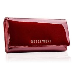 Portfel damski BETLEWSKI ZBPD-BS-100 CZERWONY. Czerwone portfele Betlewski, bez wzorów, z lakierowanej skóry. Za 169.00 zł.