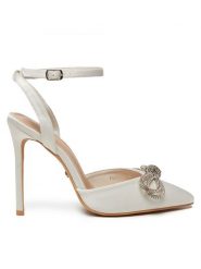 DeeZee Sandały F92831-8 Biały. Białe sandały DeeZee, bez wzorów, z materiału, bez obcasa, na szpilce, bez zapięcia. Za 139.99 zł.