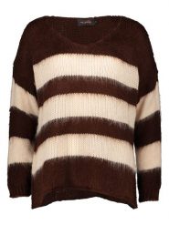 Miss goodlife Sweter "Stripes" w kolorze ciemnobrązowo-kremowym rozmiar: L. Brązowe swetry miss goodlife, l, bez wzorów, z wełny, bez ramiączek. Za 255.34 zł.
