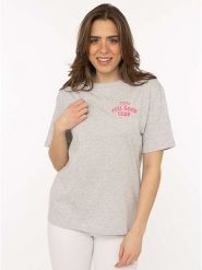 Zwillingsherz Koszulka "Feel Good Club" w kolorze szarym rozmiar: S/M. Szare bluzki Zwillingsherz, m, bez wzorów, z bawełny, bez kołnierzyka, bez ramiączek. Za 82.99 zł.