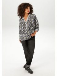 Aniston Bluzka w kolorze oliwkowo-biało-granatowym rozmiar: 54. Białe bluzki Aniston, bez wzorów, z wiskozy, bez kołnierzyka, bez ramiączek. Za 95.99 zł.