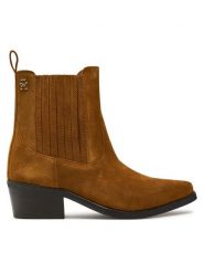Tommy Hilfiger Botki Th Suede Cowboy Boot FW0FW08034 Brązowy. Brązowe botki TOMMY HILFIGER, bez wzorów, ze skóry, bez obcasa, na słupku, bez zapięcia. Za 729.99 zł.