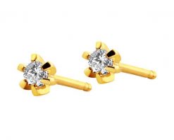 Kolczyki z żółtego złota z brylantami - 0,11 ct - próba 585. Żółte kolczyki Apart, z brylantem, złote. Za 1,990.00 zł.